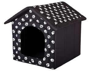 Лежак-конура Hobbydog R1 следы, 38x32x38 см, черный цена и информация | Лежаки, домики | kaup24.ee
