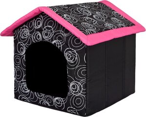 Лежак-конура Hobbydog R1, 38x32x38 см, черный/розовый цена и информация | Лежаки, домики | kaup24.ee