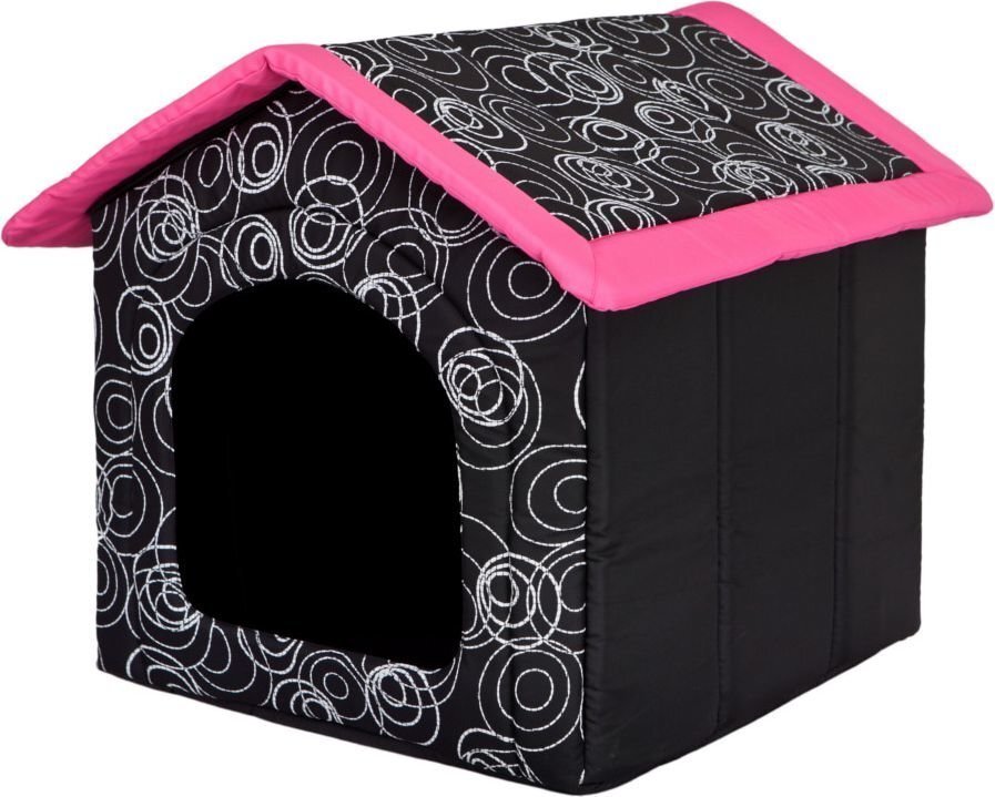 Maja-pesa Hobbydog R1, 38x32x38 cm, must/roosa hind ja info | Pesad, padjad | kaup24.ee