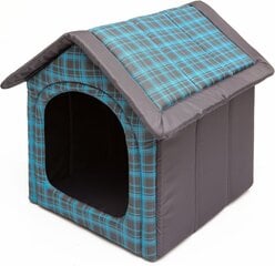 Лежак-конура Hobbydog R2 клеточки, 44x38x45 см, серый/синий цена и информация | Лежаки, домики | kaup24.ee