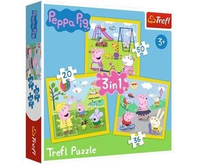 Pusle komplekt Trefl Põrsas Pepa (Peppa Pig ) 3 in 1, 20+50+36 osa. цена и информация | Пазлы | kaup24.ee