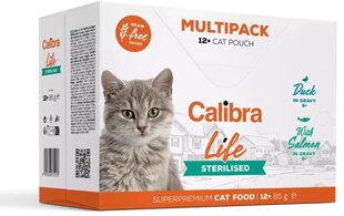 Calibra Cat Life Pouches Sterilised Multipack steriliseeritud kassidele koos pardi ja lõhega, 12x85 g hind ja info | Konservid kassidele | kaup24.ee