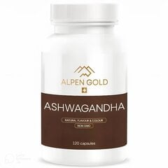 Toidulisand Alpen Gold Ashwagandha 375mg, 120 kapslit hind ja info | Vitamiinid, toidulisandid, preparaadid tervise heaoluks | kaup24.ee