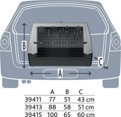 Transpordikast Trixie Journey S, 77x51x43 cm, must/hall hind ja info | Transportkorvid, puurid | kaup24.ee