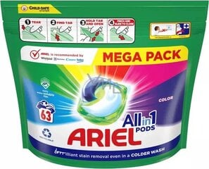 Ariel Color pesukapslid, 63 tk x 2 tk hind ja info | Pesuvahendid | kaup24.ee