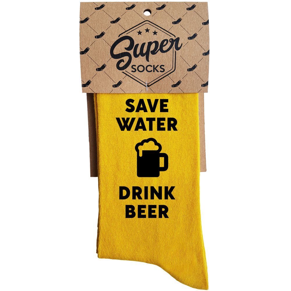 Sokid "Save water - drink beer" hind ja info | Lõbusad sokid | kaup24.ee