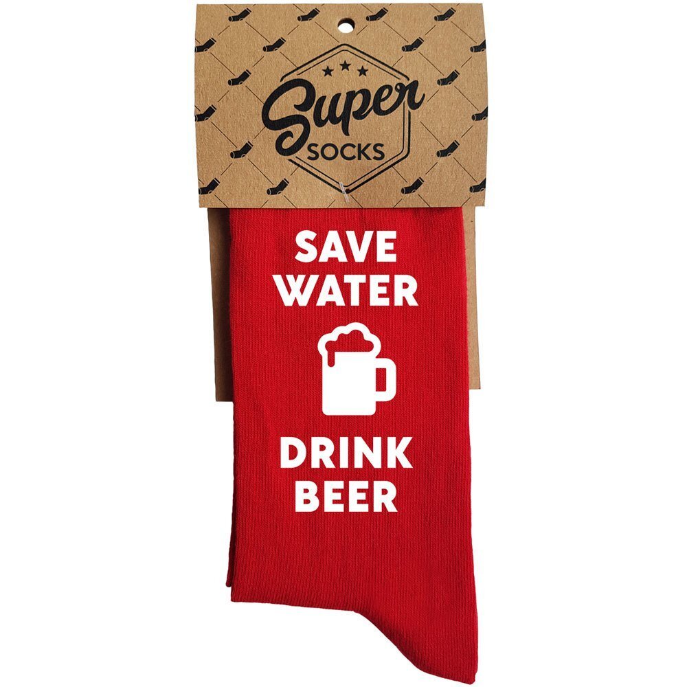 Sokid "Save water - drink beer" hind ja info | Lõbusad sokid | kaup24.ee