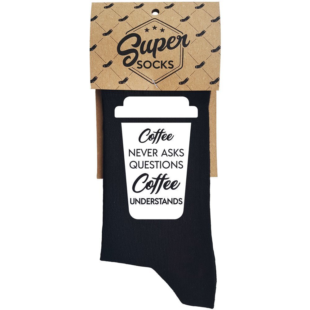 Sokid "Coffee never asks" hind ja info | Lõbusad sokid | kaup24.ee