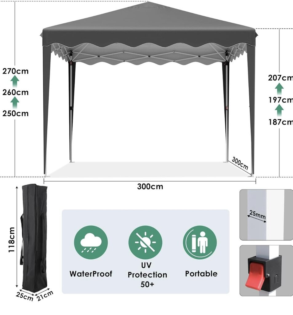 Vaatetorn 3 x 3 hind ja info | Varikatused ja aiapaviljonid | kaup24.ee