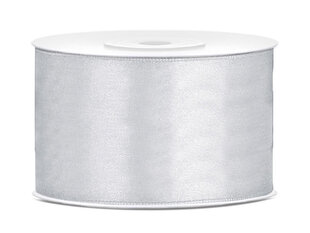 Атласная ленточка, серебренного цвета, 38 мм/25 м, 1 шт/25 м цена и информация | Подарочные упаковки | kaup24.ee