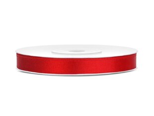 Satiinpael, punane, 6 mm/25 m, 1 karp/30 tk (1 tk/25 m) hind ja info | Kingituste pakendid | kaup24.ee