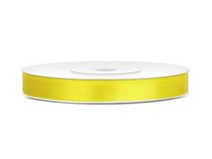 Атласная ленточка, желтая, 6 мм/25 м, 1 шт/25 м цена и информация | Подарочные упаковки | kaup24.ee