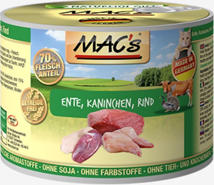 Mac's Duck, Rabbit, Beef 200 g hind ja info | Konservid kassidele | kaup24.ee