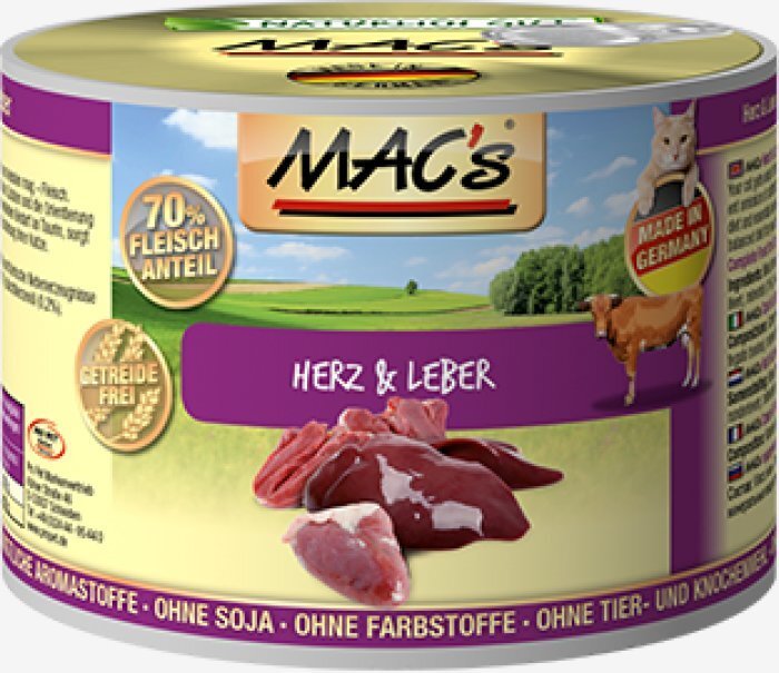 Mac's Heart & Liver 800 g hind ja info | Konservid kassidele | kaup24.ee