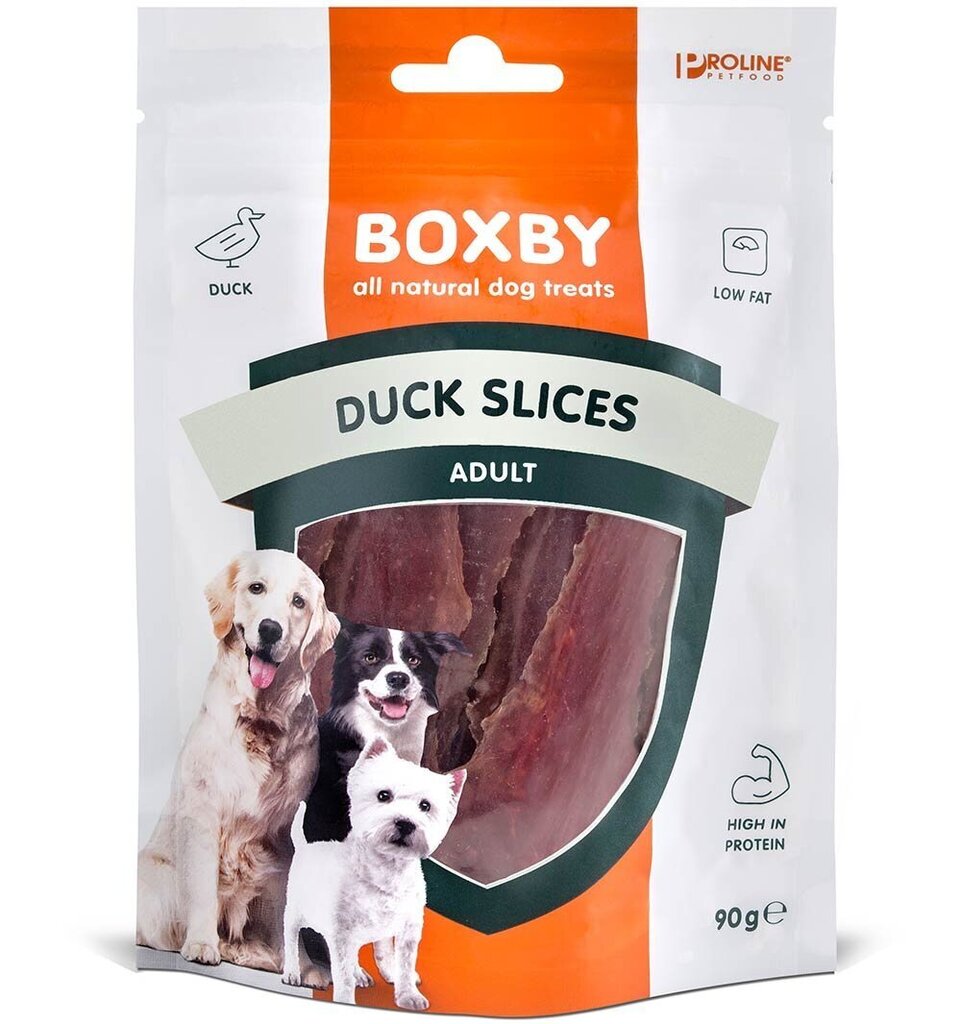 Naturaalne maius koerale Boxby Duck Slices, pardilihaga, 90 g цена и информация | Maiustused koertele | kaup24.ee