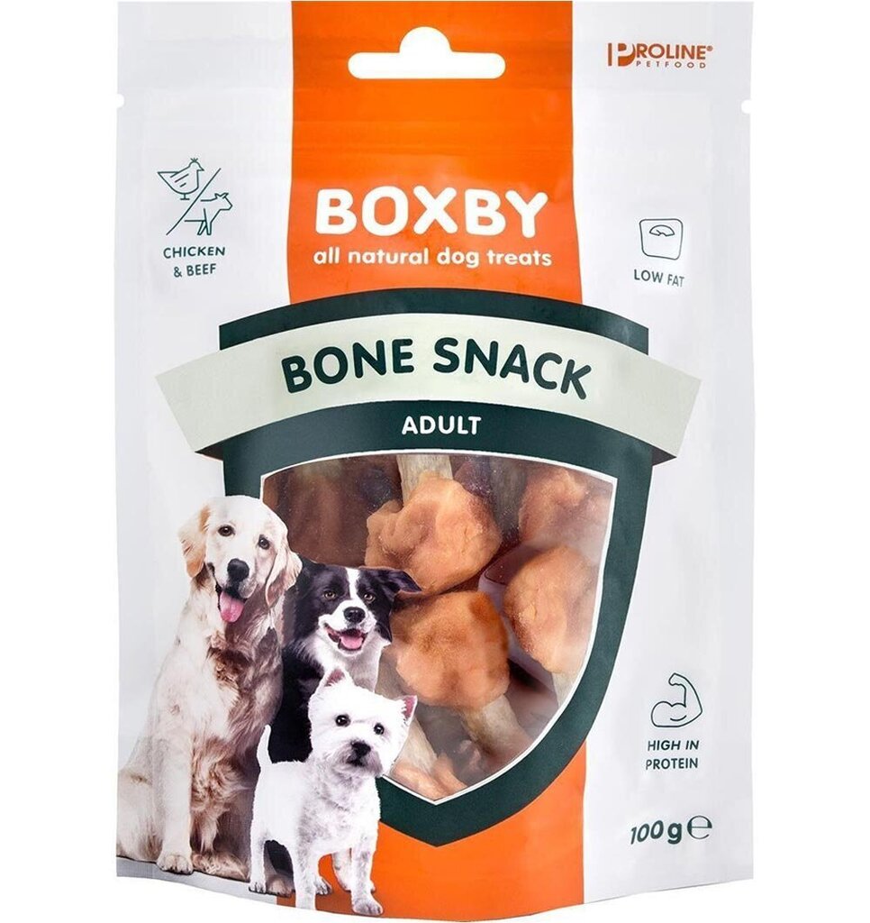 Boxby Bone Snack, kanalihaga naturaalne maius koerale, 100 g hind ja info | Maiustused koertele | kaup24.ee