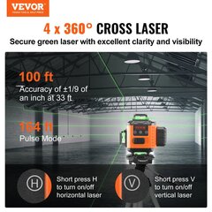 Isetasaanduv laseritase, Vevor, 4 x 360°, 30 m hind ja info | Käsitööriistad | kaup24.ee