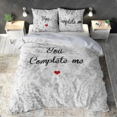 Voodipesukomplekt, valge, "You Complete Me" hind ja info | Voodipesu | kaup24.ee