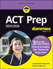 ACT Prep 2025/2026 For Dummies: Book plus 3 Practice Tests plus 100plus Flashcards Online 11th edition hind ja info | Ühiskonnateemalised raamatud | kaup24.ee