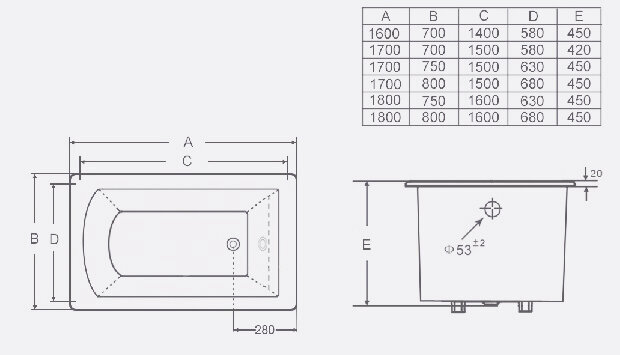 Malmist vann Elite, 180x80x45 hind ja info | Vannid | kaup24.ee