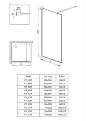 Walk-in dušisein Deante Kerria Plus, Nero, 50x200 cm hind ja info | Dušikabiinide uksed ja seinad | kaup24.ee