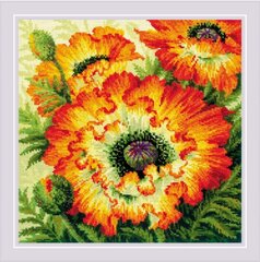 Ristpistekomplekt Fire Poppies 40x40 RIOL2080 hind ja info | Tikkimistarvikud | kaup24.ee