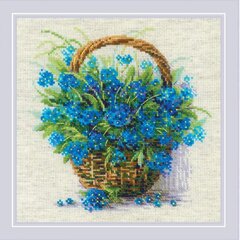 Ristpistekomplekt "Forget Me Nots in a Basket" 22x22 cm RIOL2170 hind ja info | Tikkimistarvikud | kaup24.ee