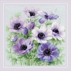 Ristpistekomplekt "Purple Anemones" 30x30 RIOL2176 hind ja info | Tikkimistarvikud | kaup24.ee