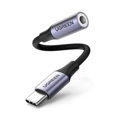 Adapter Ugreen AV161 kõrvaklappide minipesa jaoks 3,5 mm (emane) / USB-C (isane) 10 cm - hall hind ja info | Mobiiltelefonide kaablid | kaup24.ee