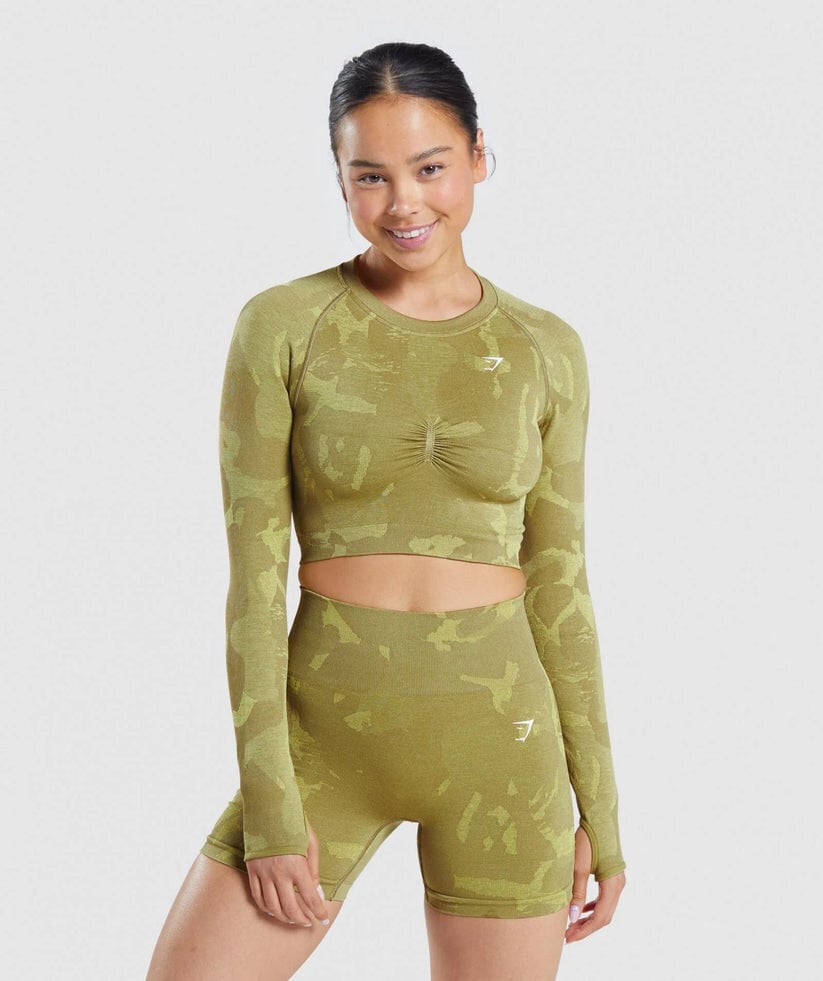 Gymshark adapt Camo crop top pluus naistele цена и информация | Naiste spordiriided | kaup24.ee