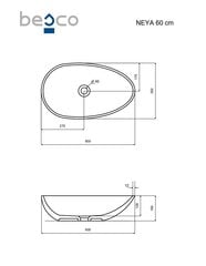 Praustuvas Besco Neya Blue Wave, 60 cm, su chrome sifonu цена и информация | Раковины | kaup24.ee