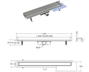 Dušo latakas Besco Virgo Next Duo, 90 cm цена и информация | Душевые сливы | kaup24.ee