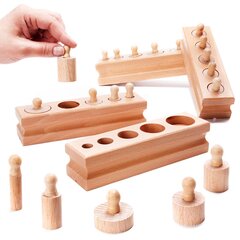 Montessori puidust silindrilised raskused KidsPro hind ja info | Arendavad mänguasjad | kaup24.ee