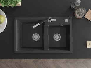 Granitinė virtuvinė plautuvė Mexen Tomas su maišytuvu ir sifonu, Black granite+Black/Chrome цена и информация | Раковины на кухню | kaup24.ee