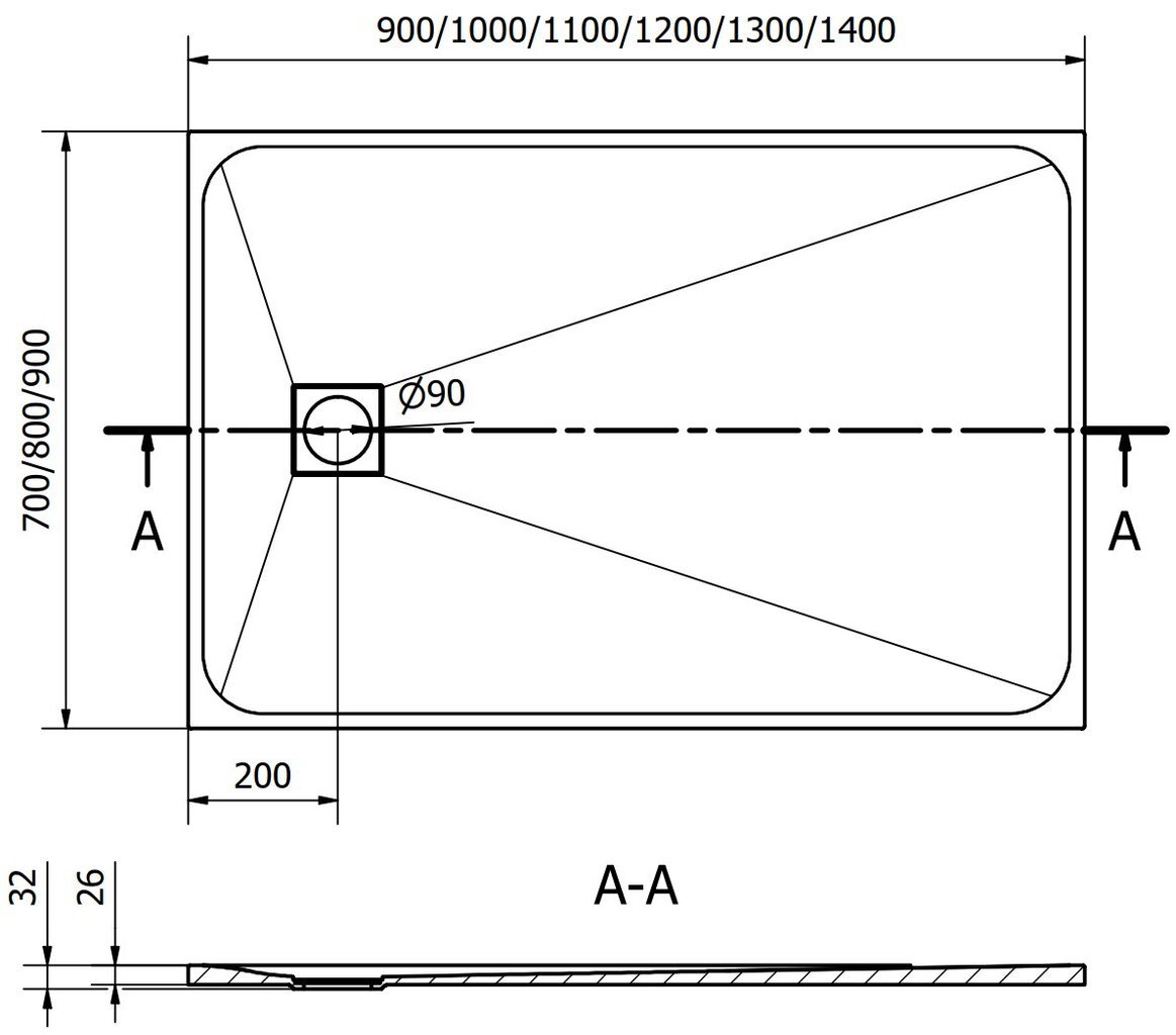 Ristkülikukujuline dušialus Mexen Bert SMC, 140 x 90 cm hind ja info | Dušialused | kaup24.ee