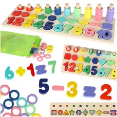 Montessori puidust numbrisorteerija 3in1 KidsPro, 13x36 cm hind ja info | Arendavad mänguasjad | kaup24.ee