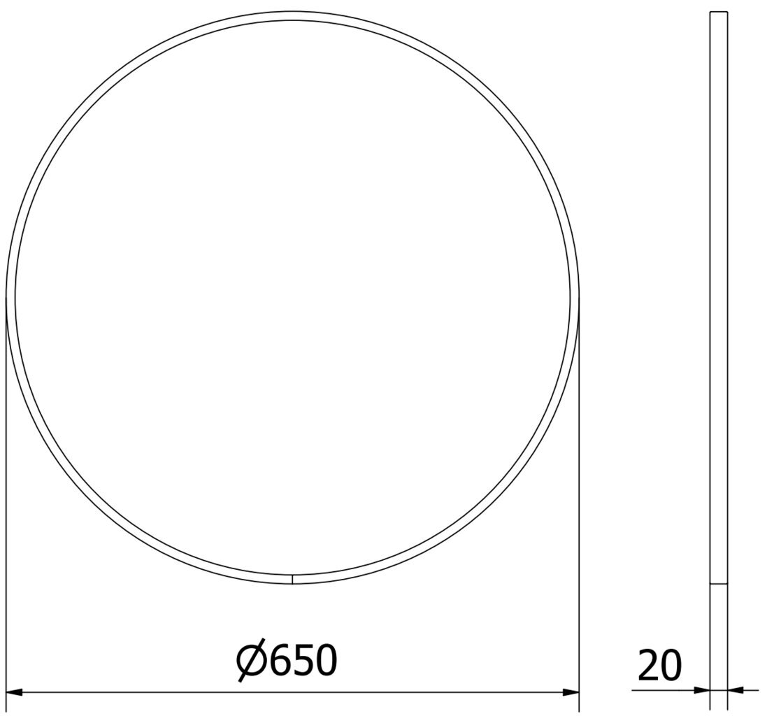 Vannitoa peegel Mexen Loft Round, 65 cm, must цена и информация | Vannitoa peeglid | kaup24.ee