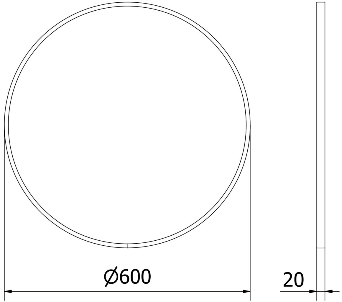 Vannitoa peegel Mexen Loft Round, 60 cm, must hind ja info | Vannitoa peeglid | kaup24.ee