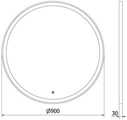 Vannitoa peegel Mexen Esso koos led valgustusega ja uduvastane, 90 cm, must цена и информация | Зеркала | kaup24.ee