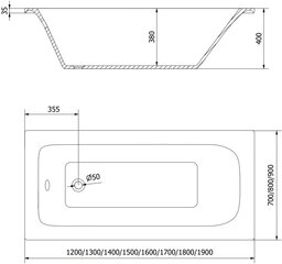 Vann Mexen Vega koos viimistluse ja klaasist seinaga, 180x80 cm + 70 cm hind ja info | Vannid | kaup24.ee