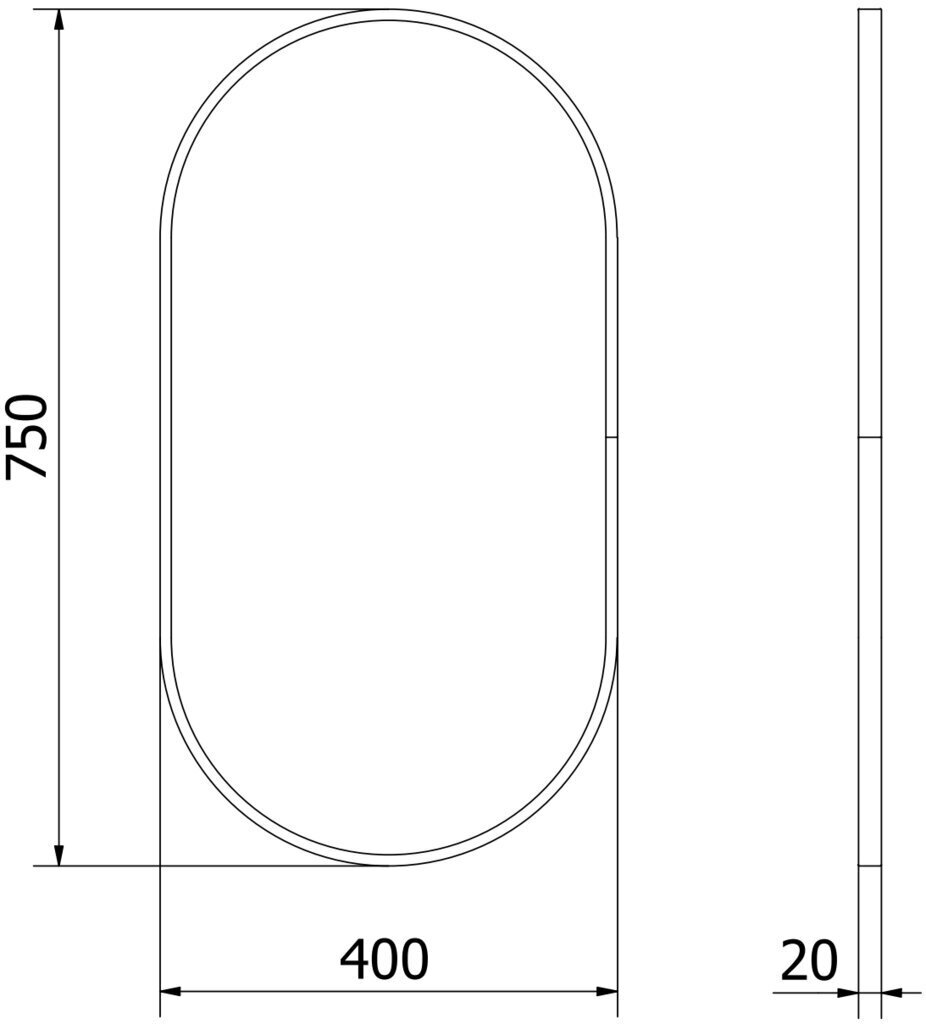 Vannitoa peegel Mexen Loft Oval, 75x40 cm, must цена и информация | Vannitoa peeglid | kaup24.ee