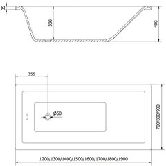 Vann Mexen Cubik koos viimistluse ja klaasist seinaga, 150x70 cm + 120 cm цена и информация | Ванны | kaup24.ee