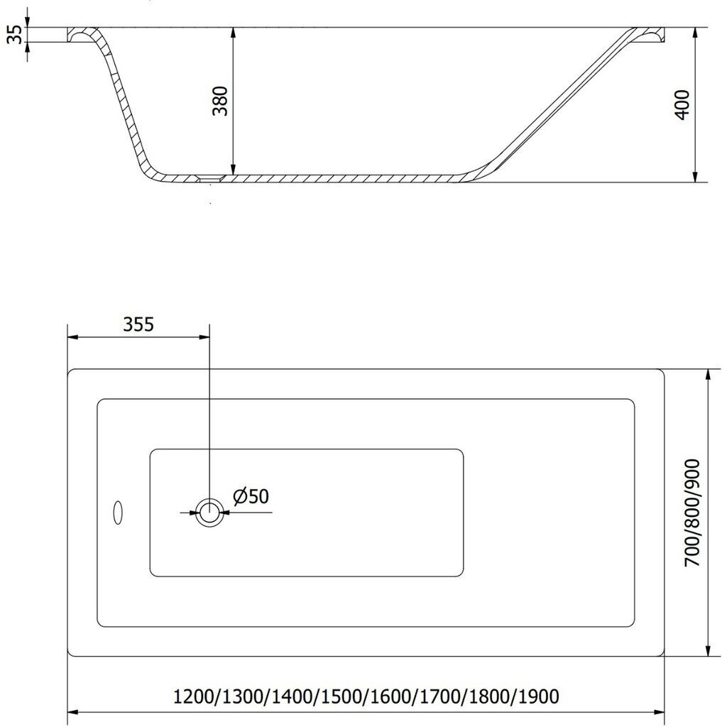 Vann Mexen Cubik koos viimistluse ja klaasist seinaga, 150x70 cm + 50 cm цена и информация | Vannid | kaup24.ee