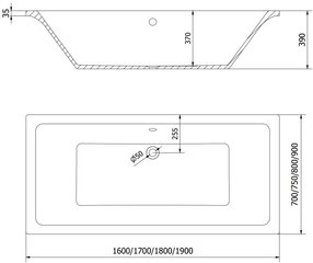 Vann Mexen Cube koos viimistluse ja klaasist seinaga, 180x80 cm + 100 cm (II) цена и информация | Ванны | kaup24.ee