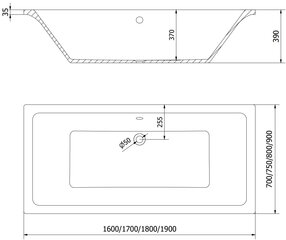 Vann Mexen Cube koos viimistluse ja klaasist seinaga, 180x80 cm + 50 cm цена и информация | Ванны | kaup24.ee