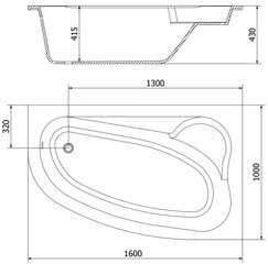 Vann Mexen Westa, parempoolne, 160x100 cm hind ja info | Vannid | kaup24.ee