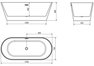 Vann Mexen Flavia koos sifooniga, 170x75 cm hind ja info | Vannid | kaup24.ee