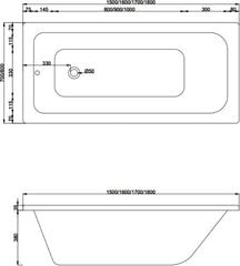 Vann Mexen Vega koos viimistlusega, 180x80 cm hind ja info | Vannid | kaup24.ee