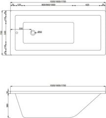 Vann Mexen Cubik koos viimistlusega, 170x70 cm цена и информация | Ванны | kaup24.ee