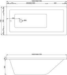 Vann Mexen Cubik koos viimistlusega, 160x70 cm hind ja info | Vannid | kaup24.ee